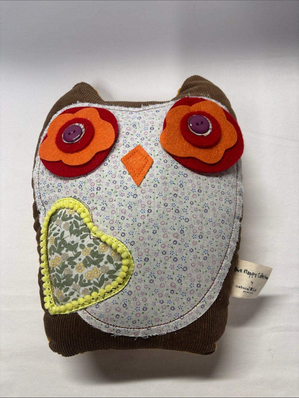 NATURAL LIFE Brown Owl Accent Pillow with Orange and Yellow Details